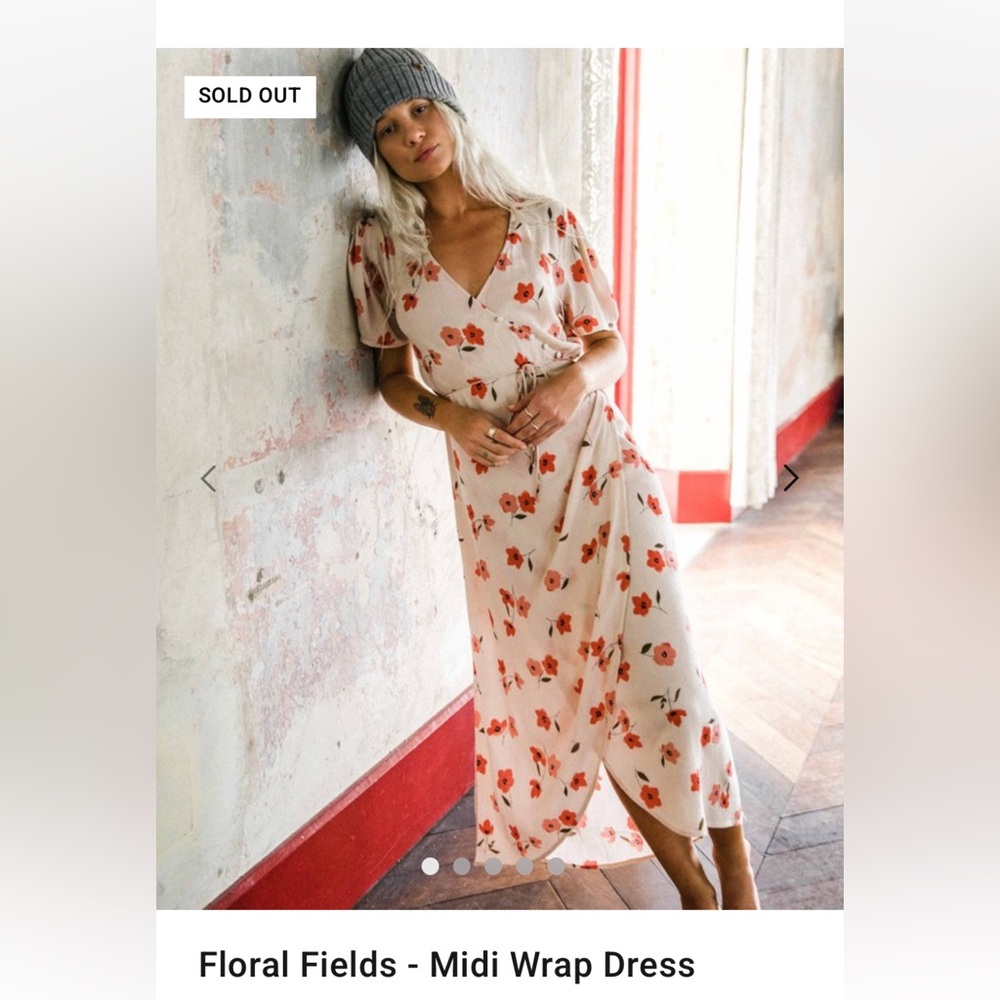 Billabong flower fields Cream Floral Midi Dress